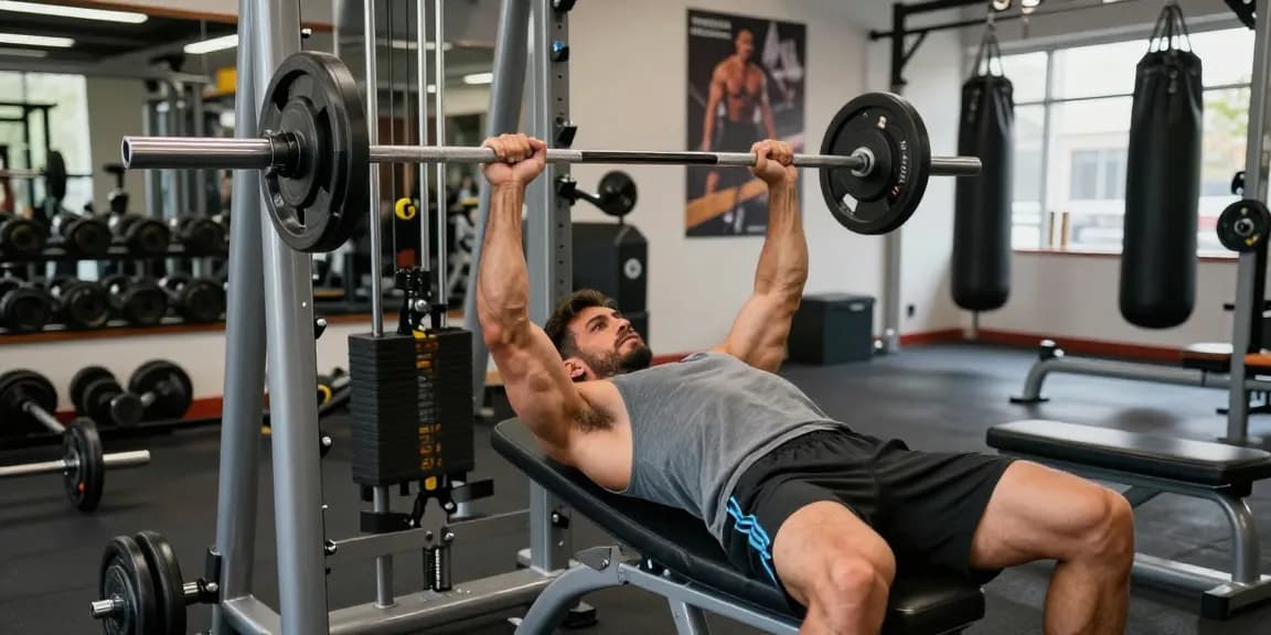 Anabolika Shop - Athletic bodybuilder training in a modern gym environment, showcasing dedication to fitness.