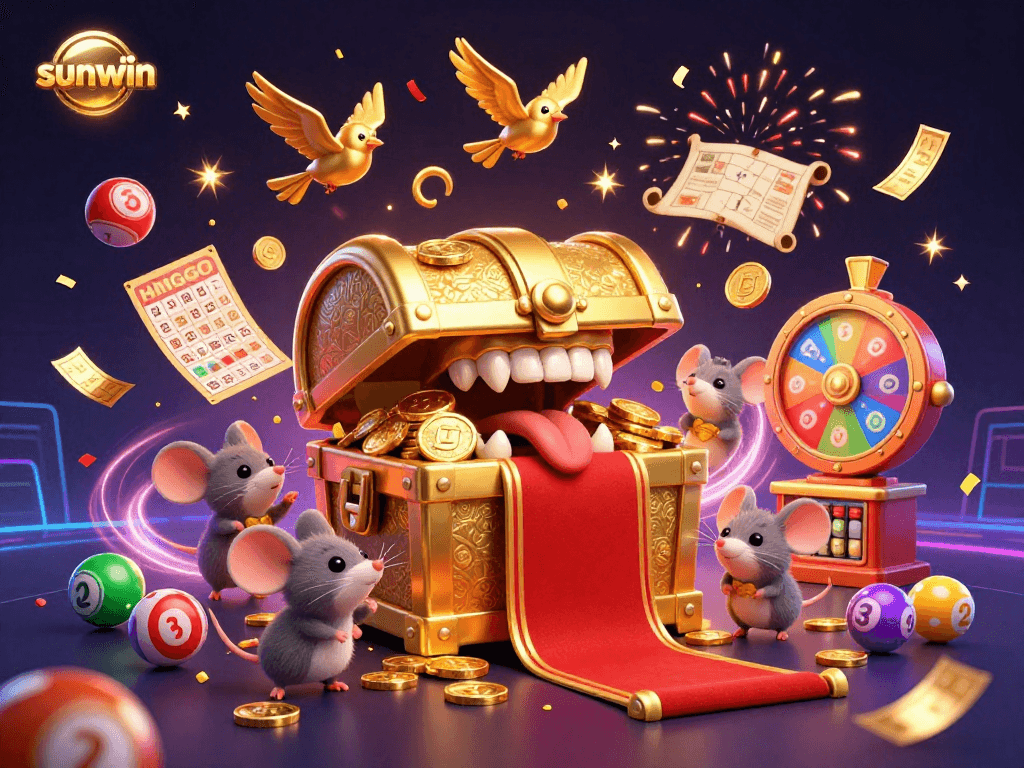 Engage with sunwin’s vibrant 3D casino scene featuring lottery excitement and colorful elements.