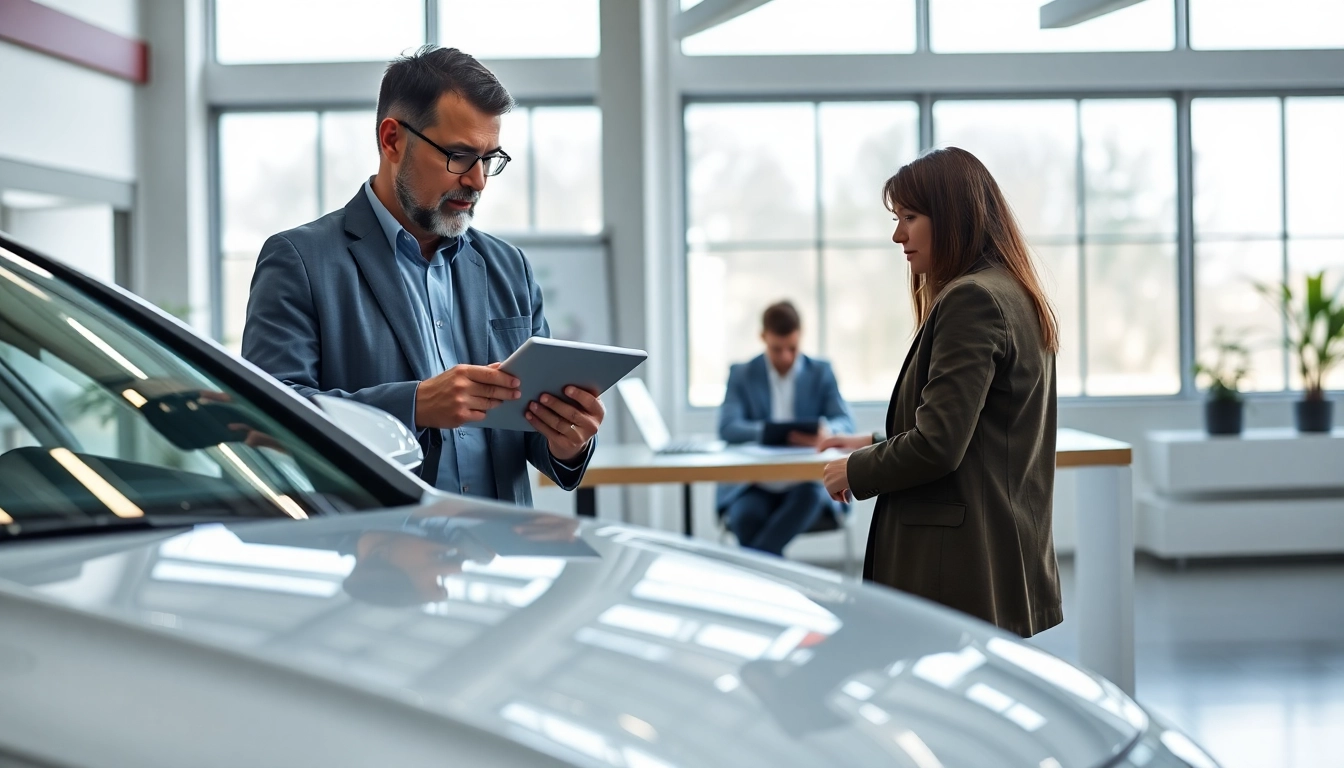 Kfz Gutachten Düsseldorf: Expert reviewing vehicle condition in a professional office setting.