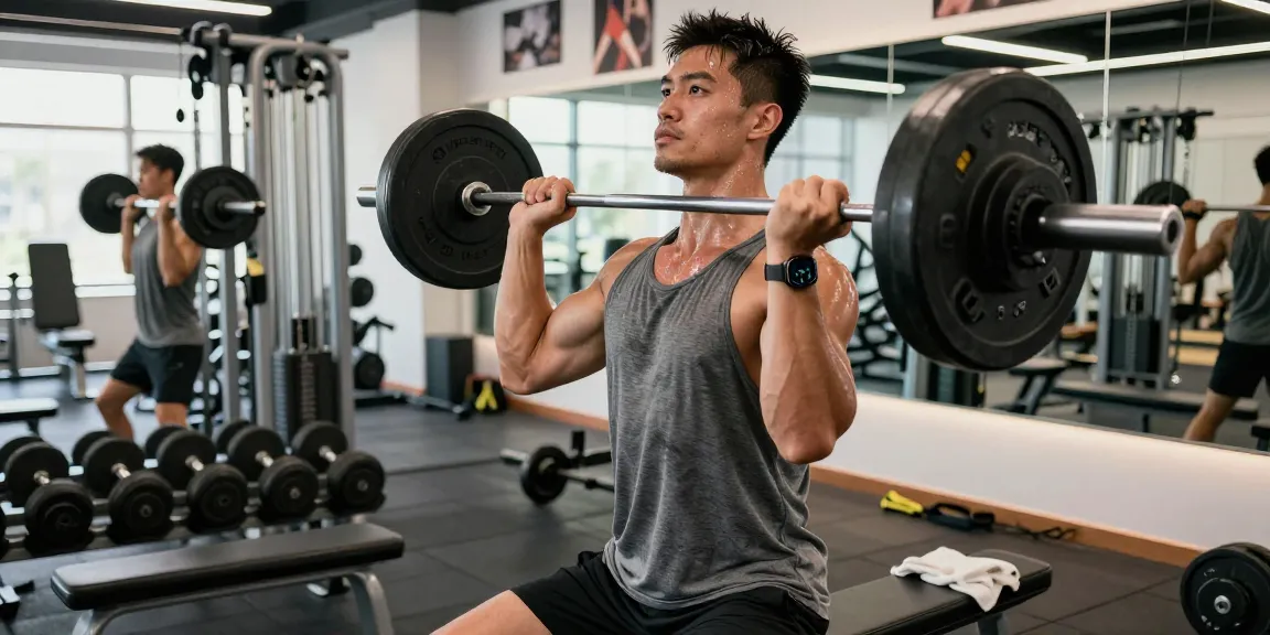 Bodybuilder beim Training im Steroid Shop Deutschland mit motivierender Atmosphäre.
