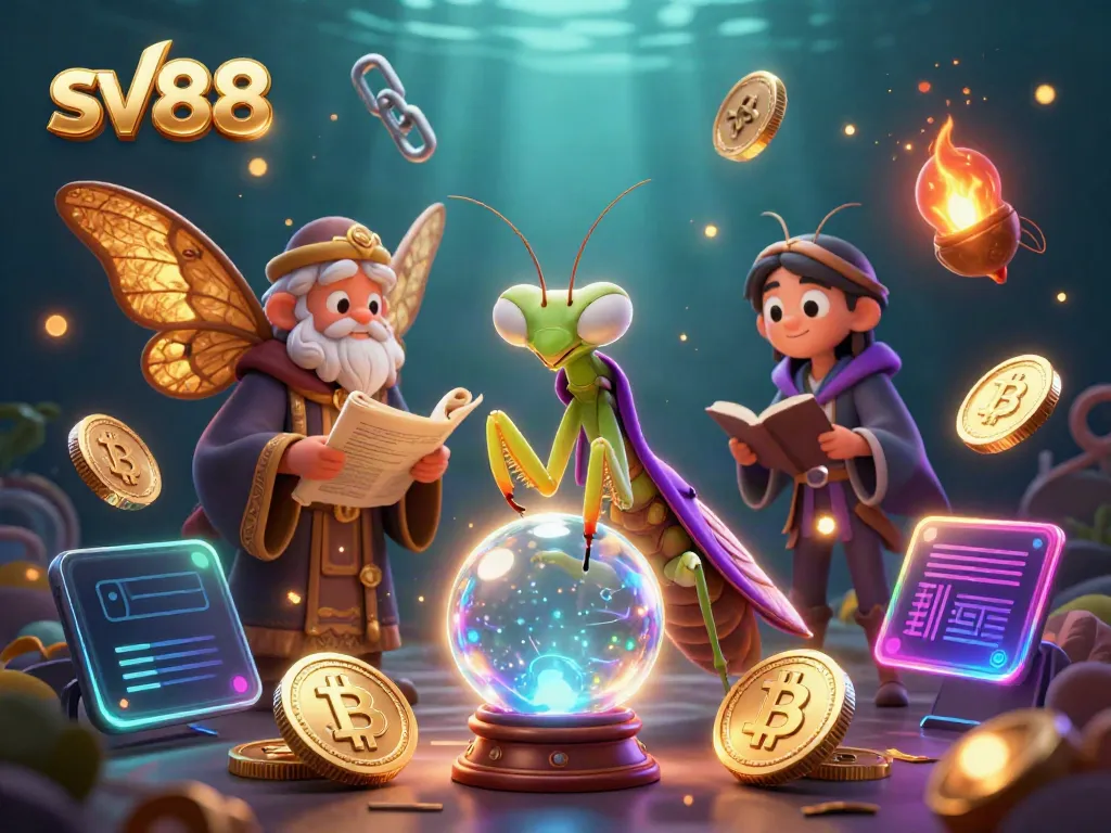 Experience the allure of sv88 with a mystical fortune teller and floating rewards in a vibrant casino universe.