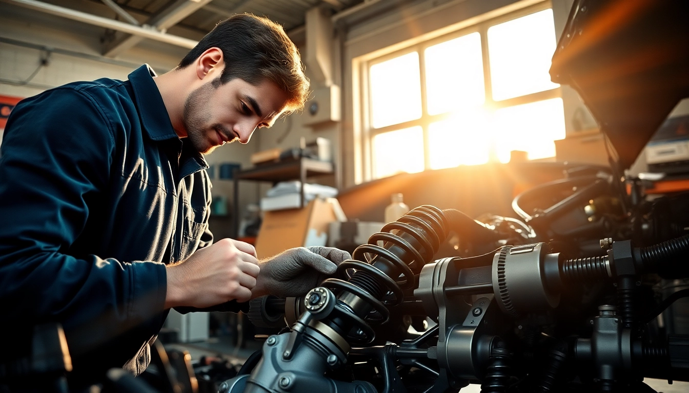 Mechanic working on Auto Kufen, showcasing expertise in car suspension repairs