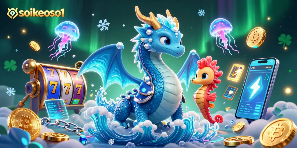 Engage with soikeoso1's vibrant 3D casino adventure featuring a dragon, seahorse knight, and neon elements.