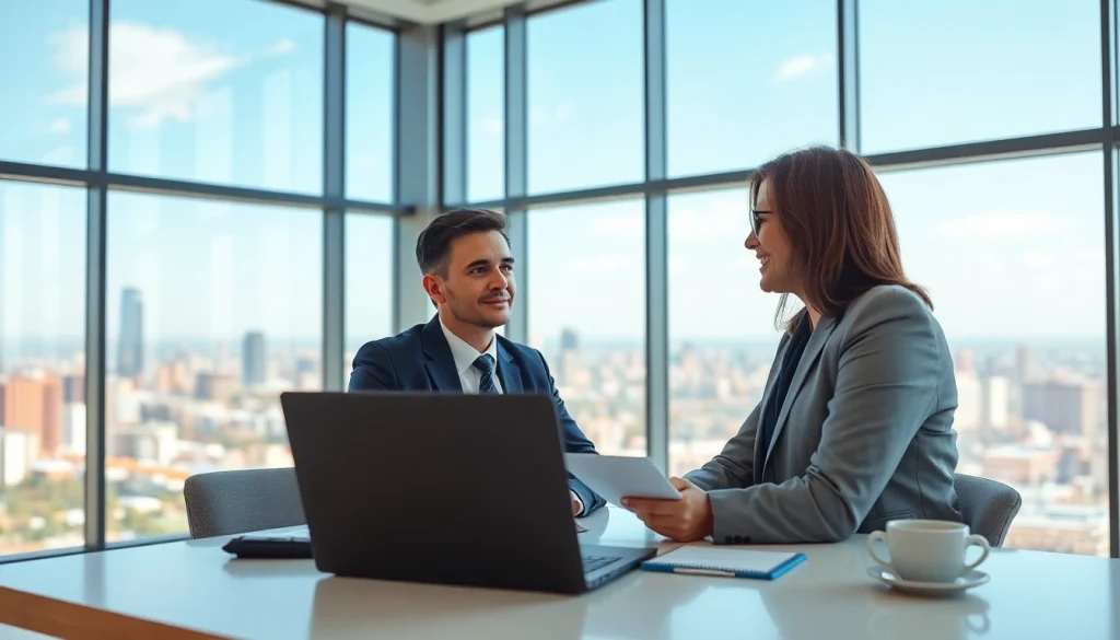 Headhunter Schweiz im modernen Büro, engagiert in einem Videoanruf mit einem Kandidaten.