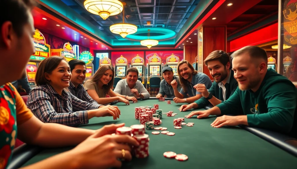 Játékosok élvezik a szórakozást a magyar online kaszinó asztalánál, élénk és izgalmas hangulatban.