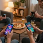 Players enjoying SC88 Game on mobile devices in a cozy living room setting.
