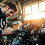 Mechanic working on Auto Kufen, showcasing expertise in car suspension repairs