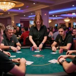 Immobilienmakler Frankfurt Preungesheim konzentriert sich auf gewinnende Pokerstrategien in einem gehobenen Las Vegas Casino.