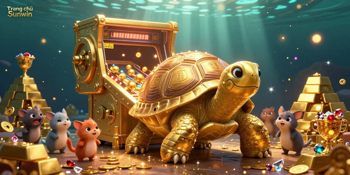 Experience the vibrant world of Trang chủ Sunwin as golden tortoise characters burst with excitement in this dynamic gaming scene.