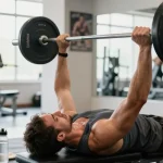 Anabolika kaufen: Sportler beim Krafttraining im modernen Fitnessstudio mit Gewichten.